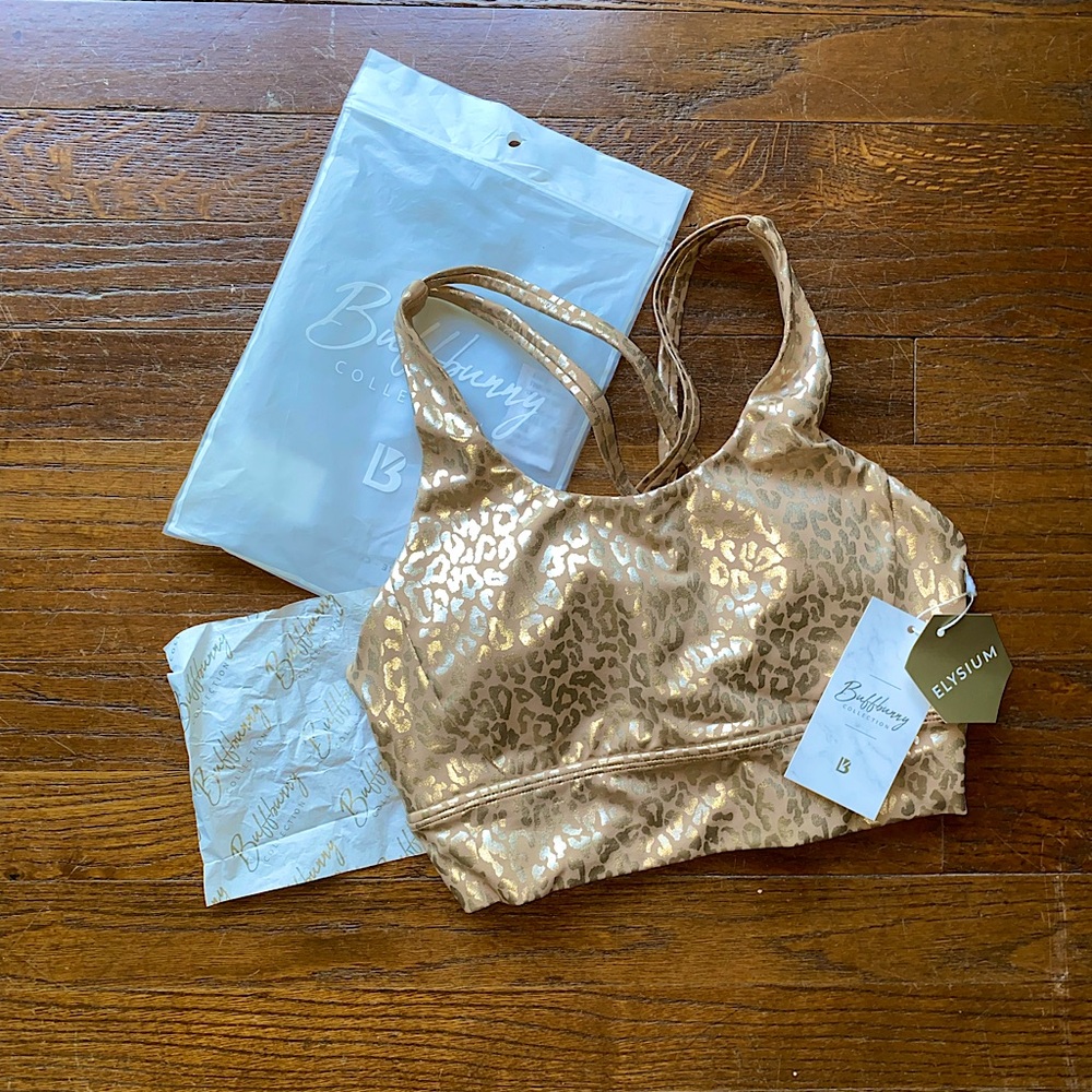 NWT Gold Leopard Sports Bra by Buffbunny (Limited Edition Deadstock) Brand New!
